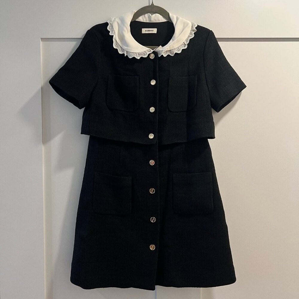 Sandro short tweed dress, 40, L, Black